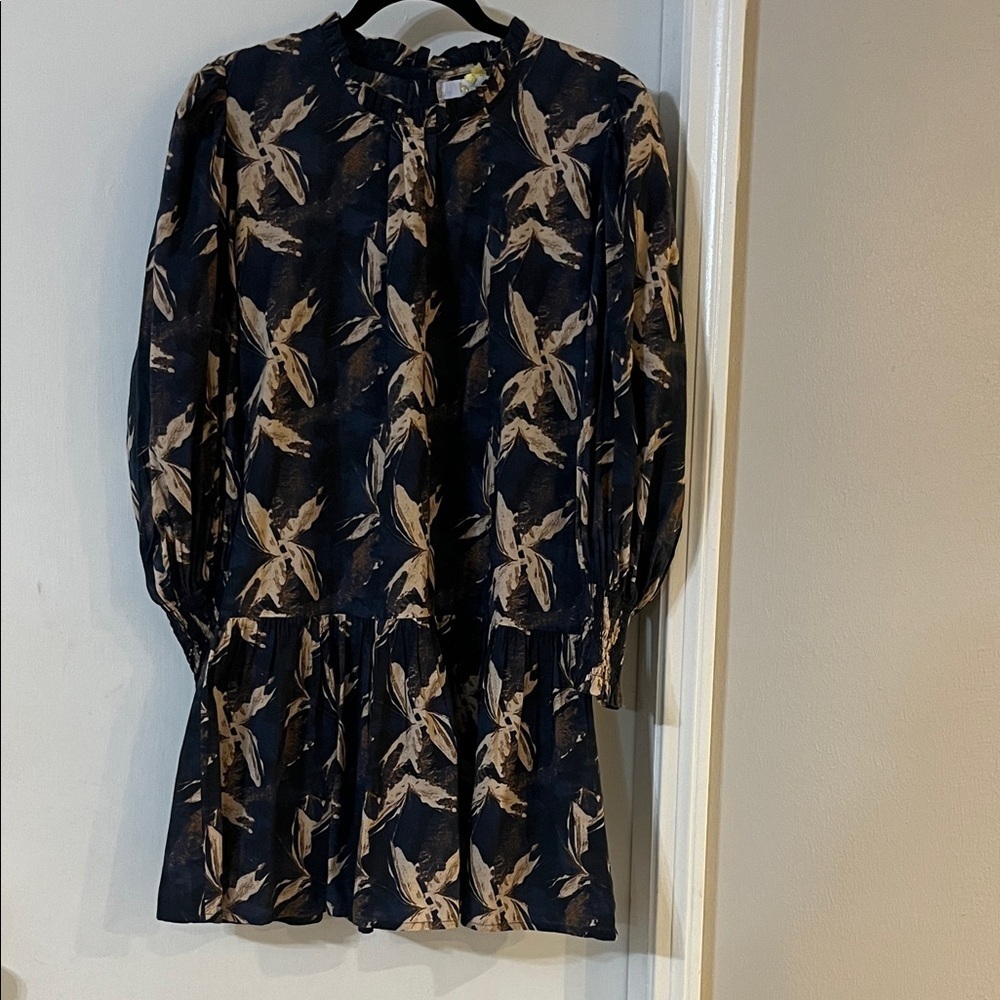 Bindu Blue and Beige Patterned Dress - Picture 2 of 8